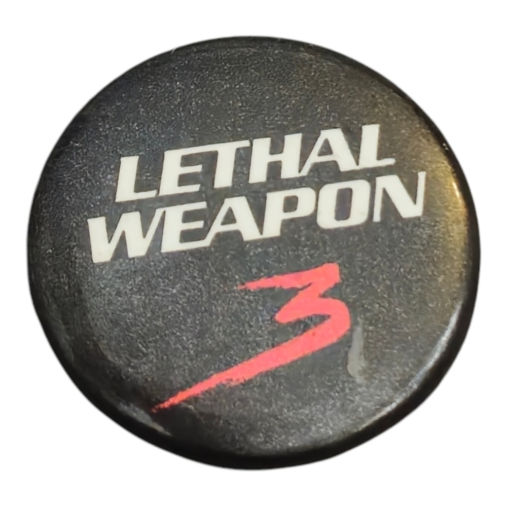 Vintage Lethal Weapon 3 Black White Red Pinback Button Promo Pin